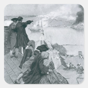 Schauen Sie sich den Kampf auf der Bunker Hill-Ill Quadratischer Aufkleber