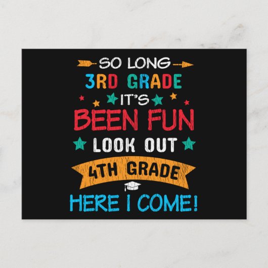 Schauen Sie sich die 4. Klasse an, ich komme zurüc Postkarte (Vorderseite)