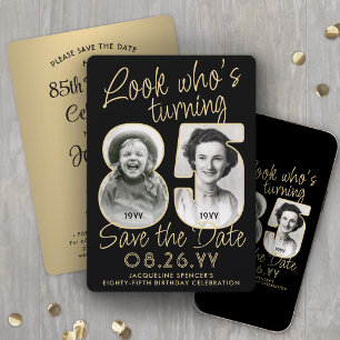 Schauen Sie sich die 85 Black & Gold Geburtstagsfe Save The Date