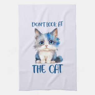 Schauen Sie sich die Katze nicht an - Adorable Blu Geschirrtuch