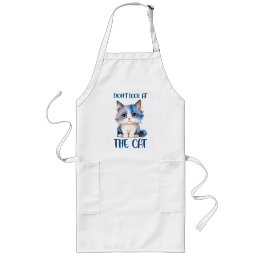 Schauen Sie sich die Katze nicht an - Adorable Blu Lange Schürze (Vorne)