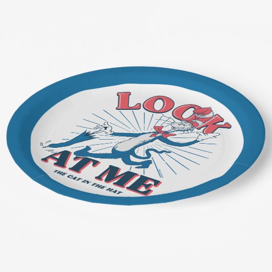 Schauen Sie sich meine Katze im Hut an Pappteller (Schrägansicht)