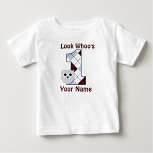 Schauen Sie, wen 1 Eule Jungs zum Geburtstag T - S Baby T-shirt