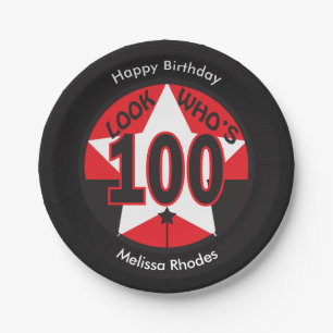 Schauen Sie, wer 100 Jahre alte   100. Pappteller