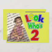 Schauen Sie, wer 2 / Geburtstag ist Einladung (Vorne/Hinten)
