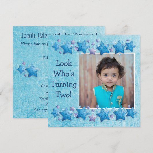 Schauen Sie, wer 2 wird, erste Einladung zum Gebur (Vorne/Hinten)