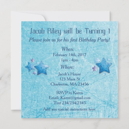 Schauen Sie, wer 2 wird, erste Einladung zum Gebur (Rückseite)