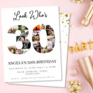 Schauen Sie, wer 30 Geburtstag Foto-Montage Einladung