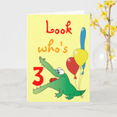Schauen Sie, wer 3 heute ist! Niedliche Karte (Gelbe Blume)