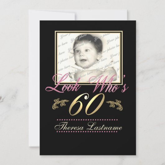 Schauen Sie, wer 60 Foto ist Einladung (Vorderseite)