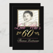 Schauen Sie, wer 60 Foto ist Einladung (Vorne/Hinten)