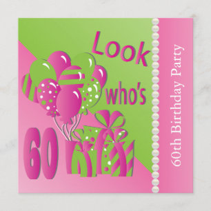 Schauen Sie, wer 60 im Rosa - 60. Geburtstag ist Einladung