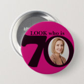 Schauen Sie, wer 70 Foto Spaß Hot-Rosa-Taste/Abzei Button (Vorne & Hinten)