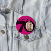 Schauen Sie, wer 70 Foto Spaß Hot-Rosa-Taste/Abzei Button (Beispiel)