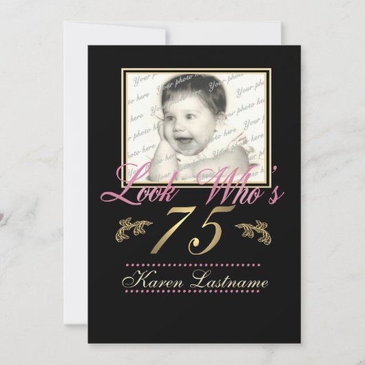 Schauen Sie, wer 75 Foto ist Einladung (Vorderseite)