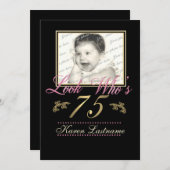 Schauen Sie, wer 75 Foto ist Einladung (Vorne/Hinten)