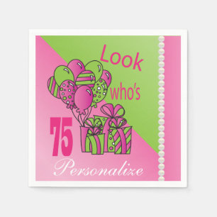 Schauen Sie, wer 75 ist 75. Geburtstag Serviette