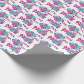 Schauen Sie, wer 90 im Rosa u. in Turquoise3 - 90. Geschenkpapier (Ecke)