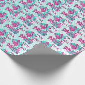 Schauen Sie, wer 90 im Rosa und im Türkis-90. Geschenkpapier (Ecke)