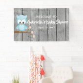 Schauen Sie, wer Baby-Duschen-Eulen-Fahne ist Banner (Insitu)