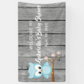 Schauen Sie, wer Baby-Duschen-Eulen-Fahne ist Banner (Vertikal)