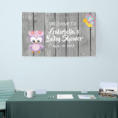 Schauen Sie, wer Babyparty-rosa Eulen-Fahne ist Banner (Messeveranstaltung)