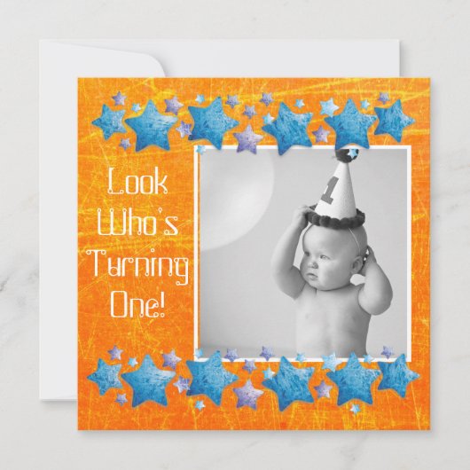 Schauen Sie, wer die 1. Geburtstagseinladung macht Einladung (Vorderseite)