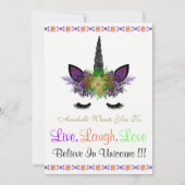 Schauen Sie, wer die Einhorneinladung umdreht Einladung (Rückseite)