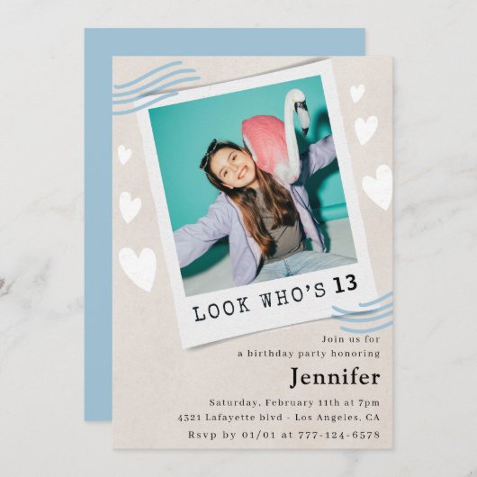 Schauen Sie, wer die Einladungen zum 13. Geburtsta (Vorne/Hinten)