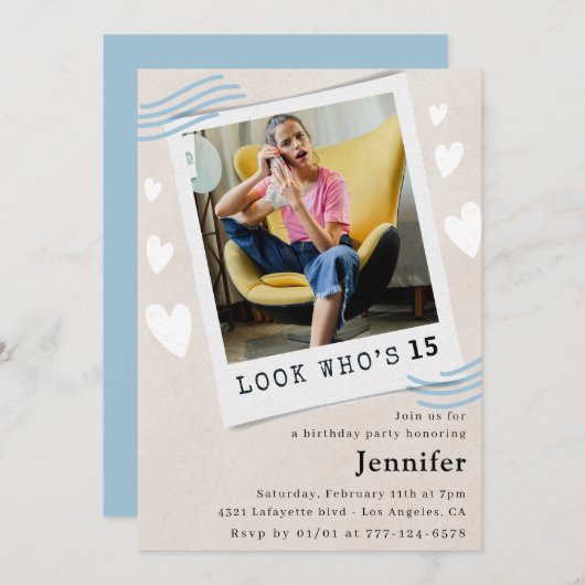 Schauen Sie, wer die Einladungen zum 15. Geburtsta (Vorne/Hinten)