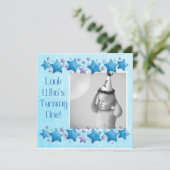 Schauen Sie, wer die Wende 1 macht, erste Geburtst Einladung (Stehend Vorderseite)