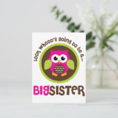 Schauen Sie, wer eine große Schwester Ewl wird Postkarte (Stehend Vorderseite)