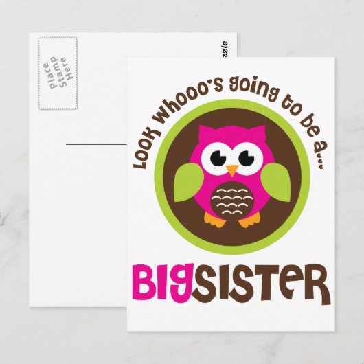 Schauen Sie, wer eine große Schwester Ewl wird Postkarte (Vorne/Hinten)