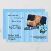 Schauen Sie, wer einen Aquamarin gestreiften Gebur Einladung (Vorne/Hinten)