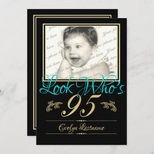 Schauen Sie, wer ist 95 Foto Einladung