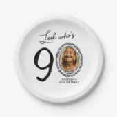 Schauen Sie, wer ist neunzig Foto 90. Geburtstag Pappteller (Vorderseite)