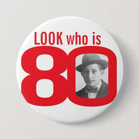 Schauen Sie, wer roter und weißer Knopf des Fotos Button (Vorderseite)