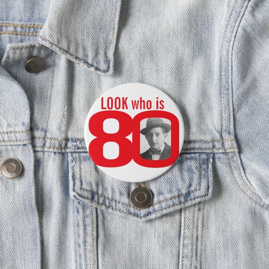 Schauen Sie, wer roter und weißer Knopf des Fotos Button (Beispiel)