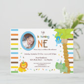 Schauen Sie, wer sich ein - Whimsical Animal Theme Einladung (Stehend Vorderseite)