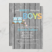 Schauen Sie, wer zwei Kinder hat eine Babyduschkar Einladung (Vorne/Hinten)