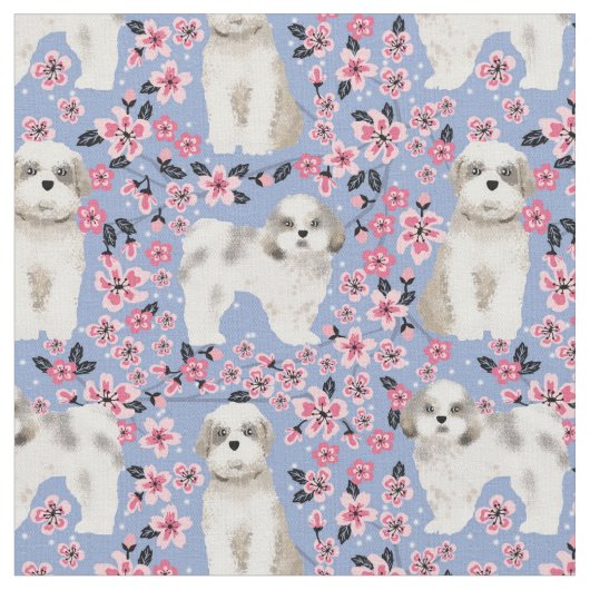 Schauer Tzu Kirschblüten rosa Stoff (Nahaufnahme)