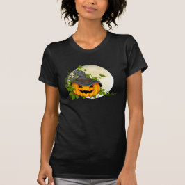 Schaufel-Hals-Kürbis-Halloween-T - Shirt