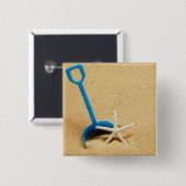 Schaufel-u. Starfish-Strand-Spaß Button (Vorne & Hinten)