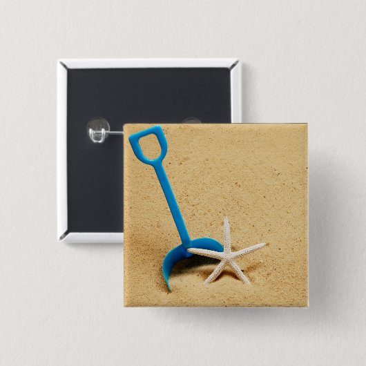 Schaufel-u. Starfish-Strand-Spaß Button (Vorne & Hinten)