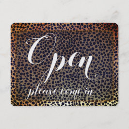 Schaufenster-Leopard-Hängeschild Öffnen und Schlie