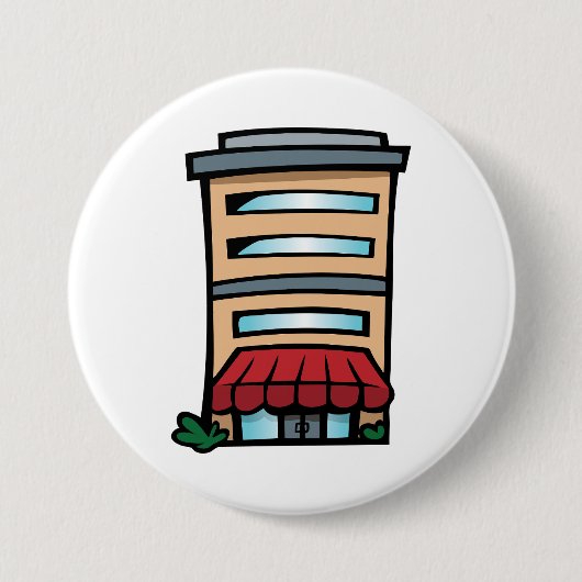 Schaufenster und Bürogebäude Button (Vorderseite)