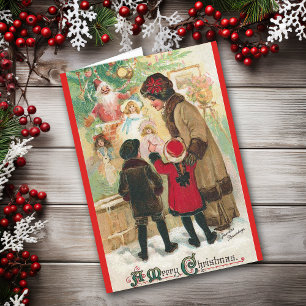 Schaufensterbummel mit Mutter Vintage-Weihnachtska Feiertagskarte