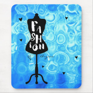 Schaufensterpuppe Vintage Retro Blau MODE Glam Mäd Mousepad