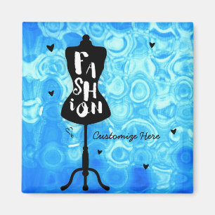 Schaufensterpuppenständer Vintage Retro Blau MODE Magnet