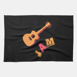 Schaukelgitarre, Musik-Jam-Stil, Orange & Rote Kun Geschirrtuch